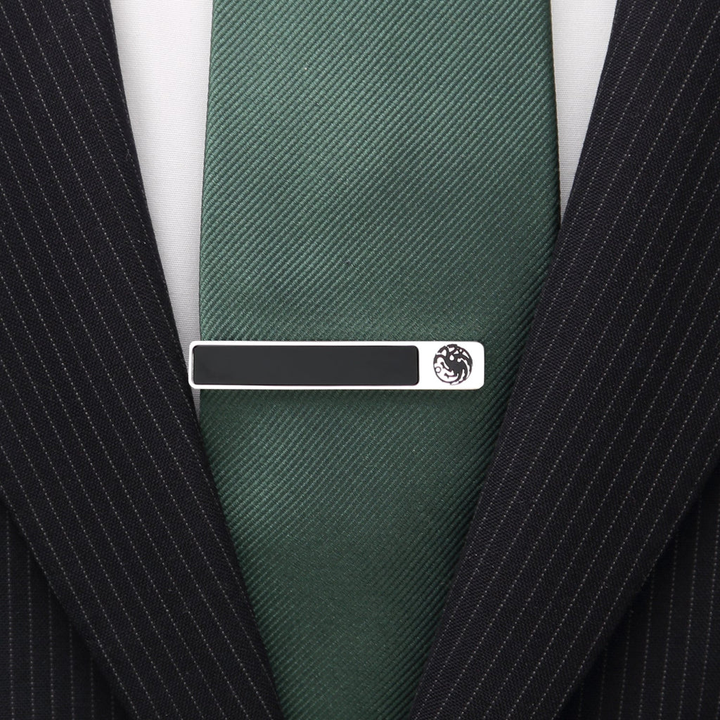Game of Thrones Targaryen Onyx Spring-Loaded Silver Tie Clip - Image 2