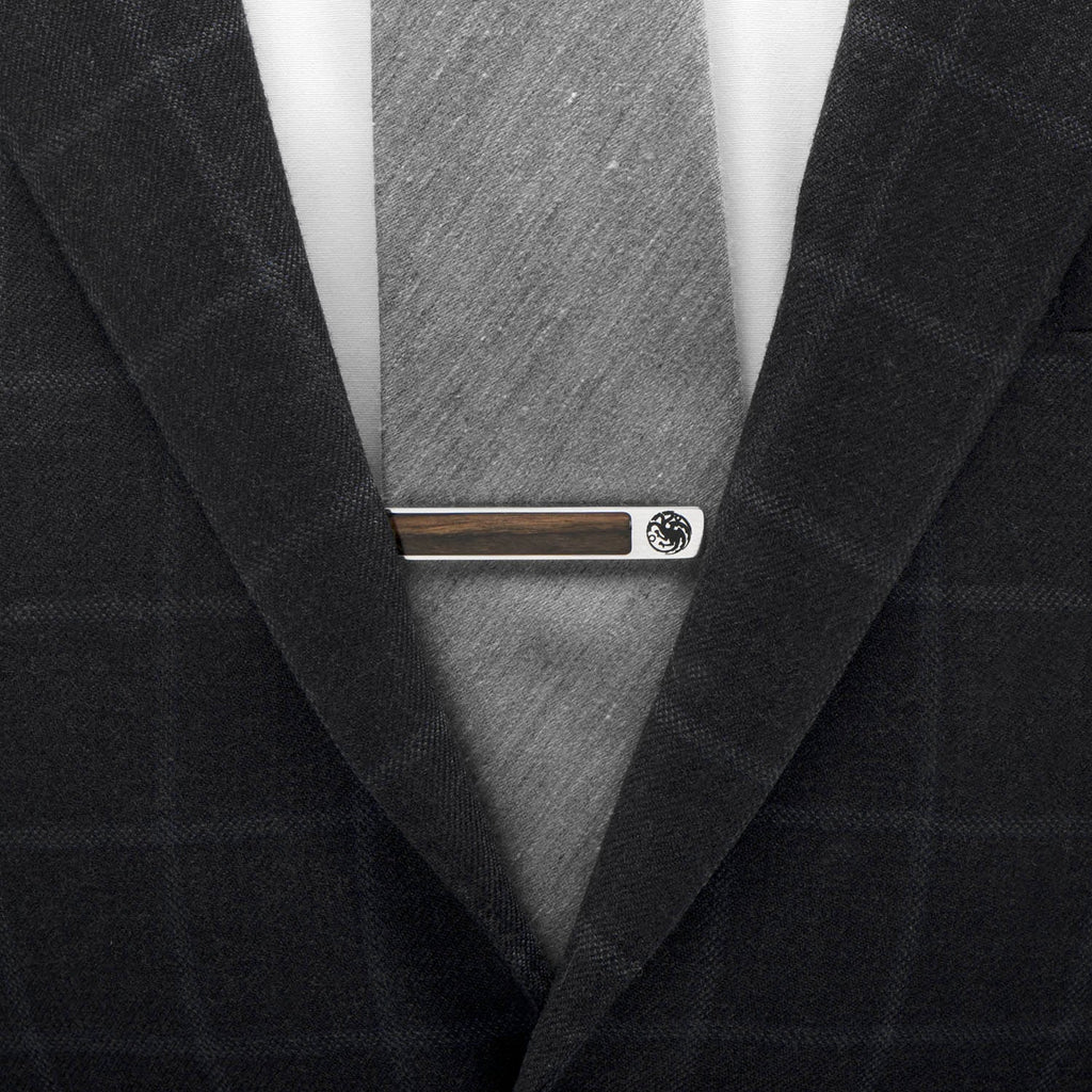 Game of Thrones Targaryen Sigil Stainless Steel Wood Tie Clip