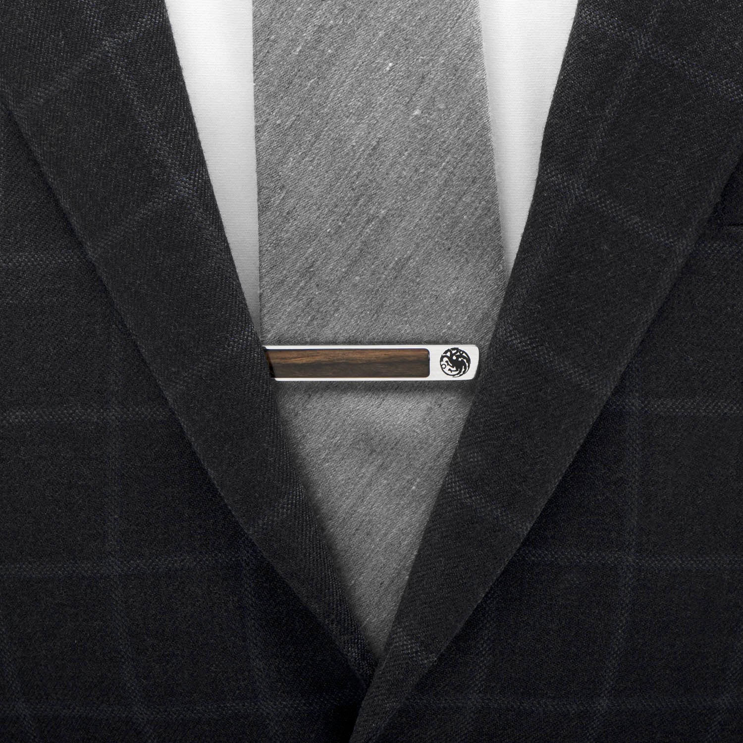 Game of Thrones Targaryen Sigil Stainless Steel Wood Tie Clip