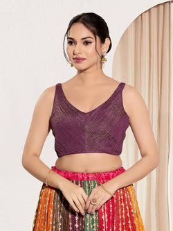 Wine colored sleeveless tissue blouse with a sweetheart neckline