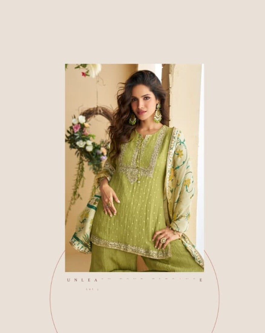 Green Silk Kurta Suit Set for Women