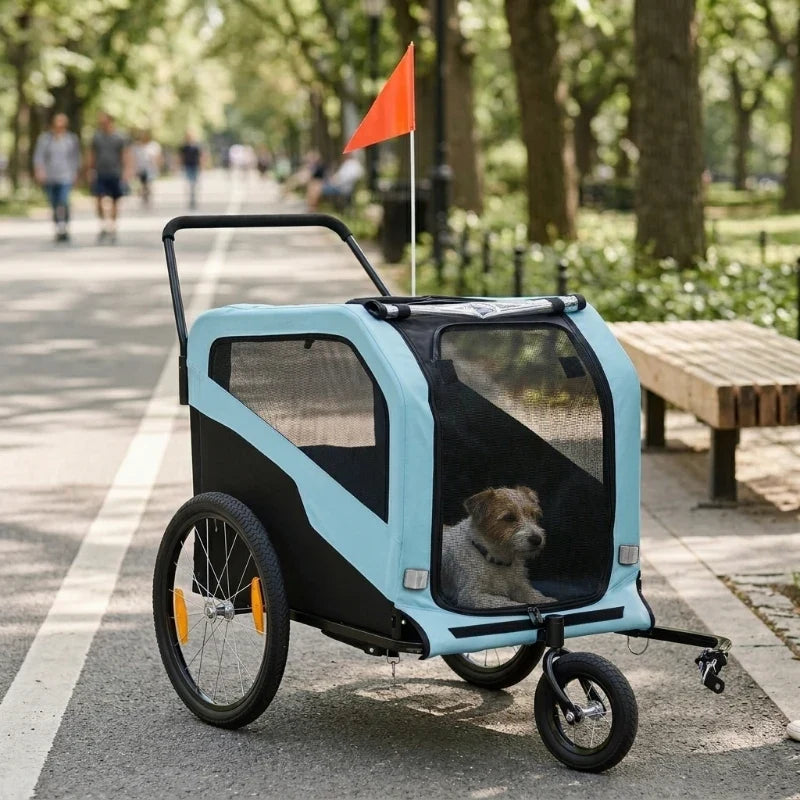 2-in-1 Dog Bike Trailer Pet Stroller Carrier for Large Dogs