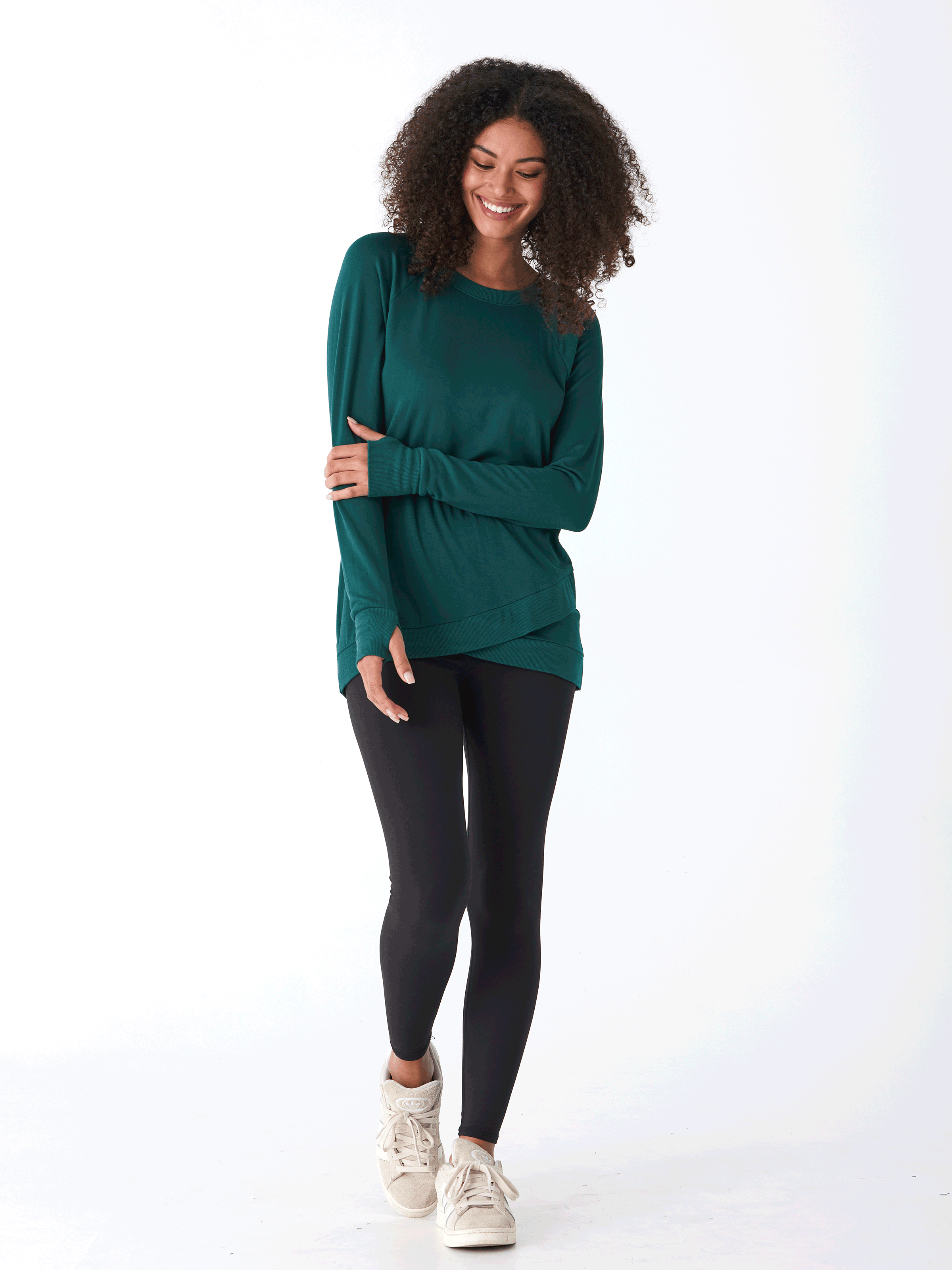 Leanna Feather Fleece Tulip-Hem Tunic - Soft Brushed Modal Top