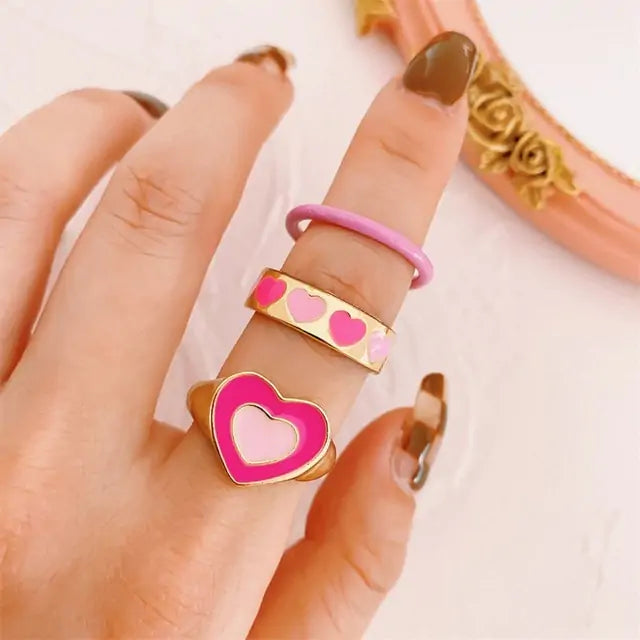 Vintage Embrace Hands Rings Set
