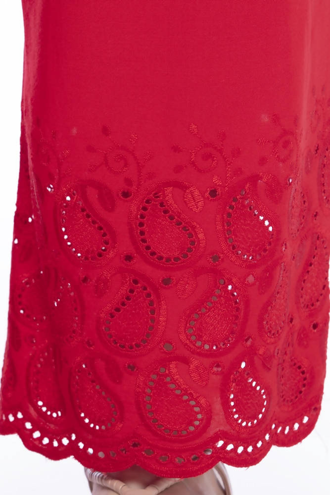 Women's Red Rayon Cotton Embroidered Chikan Palazzo Pants