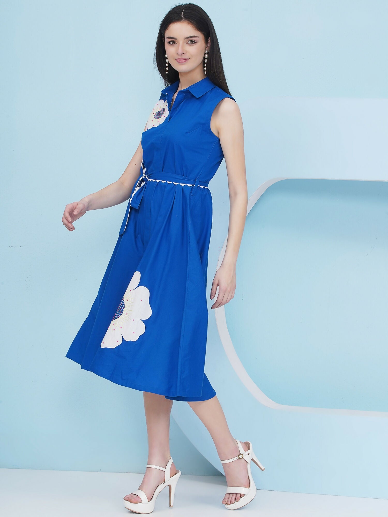 Joban Fashion Royal Blue Dress with Belt