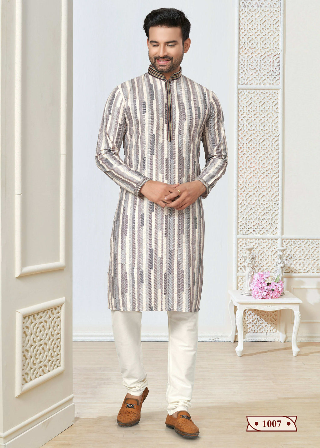 Boys Multicolor Cotton Printed Kurta Pyjama Set - Festive Ethnic Wear