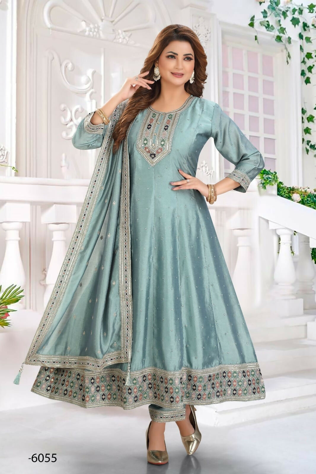 Turquoise Silk Kurta Set with Dupatta – Elegant Ethnic Wear