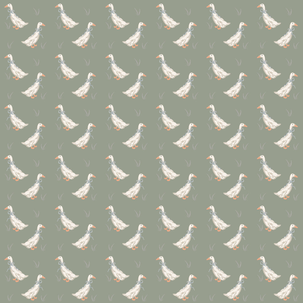 Gable Removable Wallpaper in Sage Green and White
