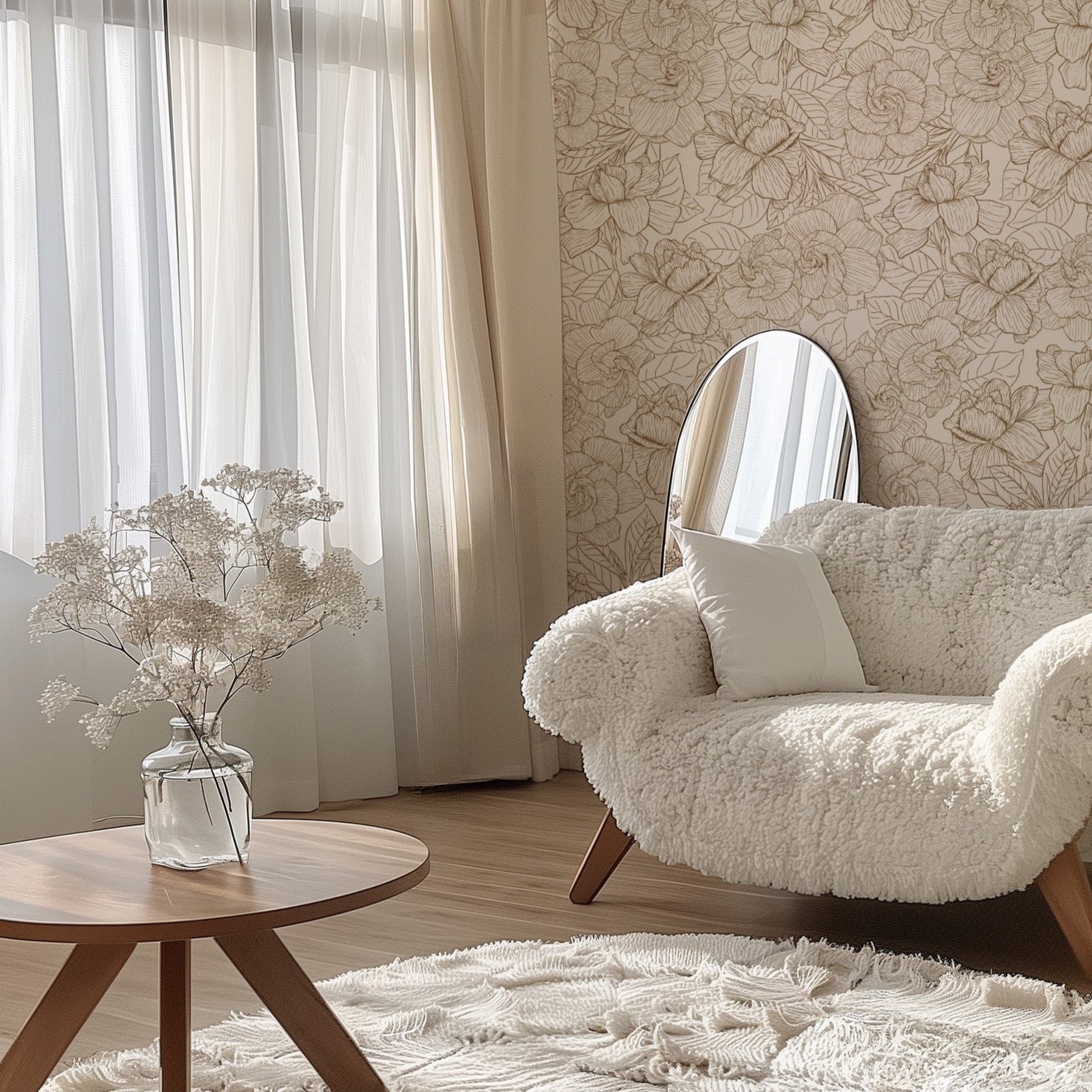 Shyla Floral Wallpaper - Blush Pink, Cream & Dark Green