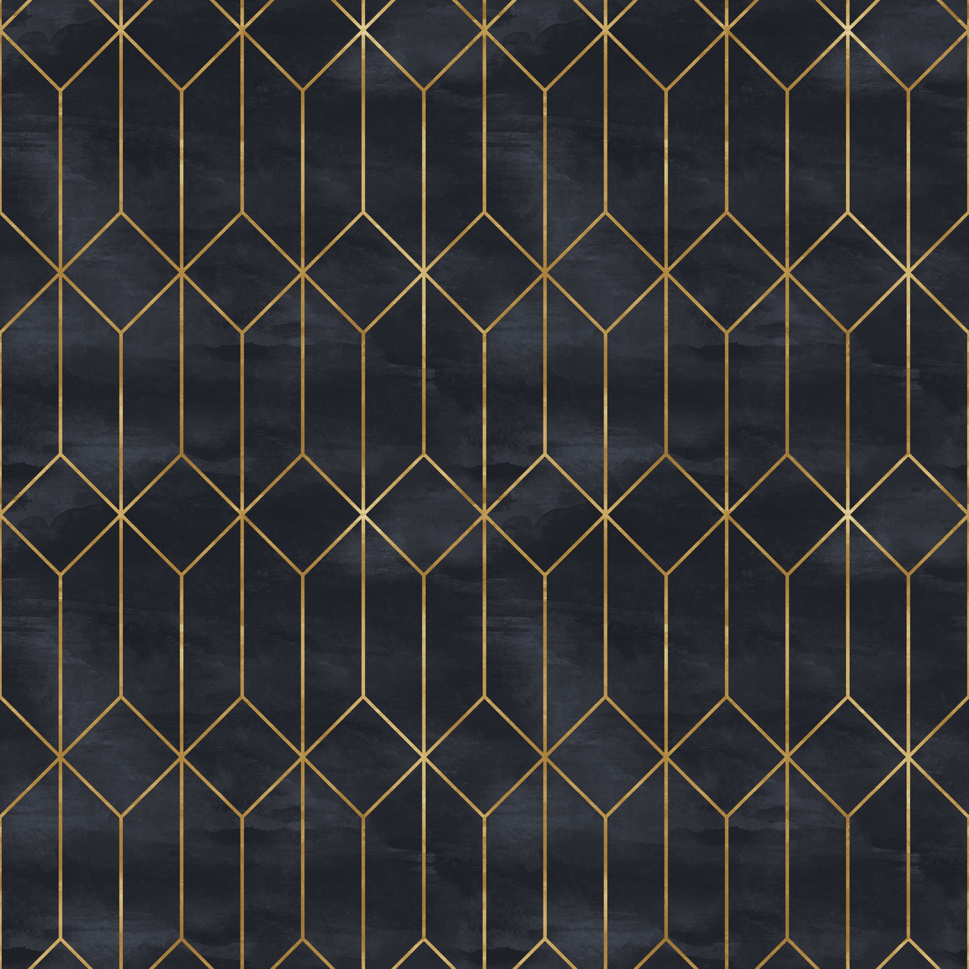 Gatsby Geometric Removable Wallpaper in Navy-Blue and Gold