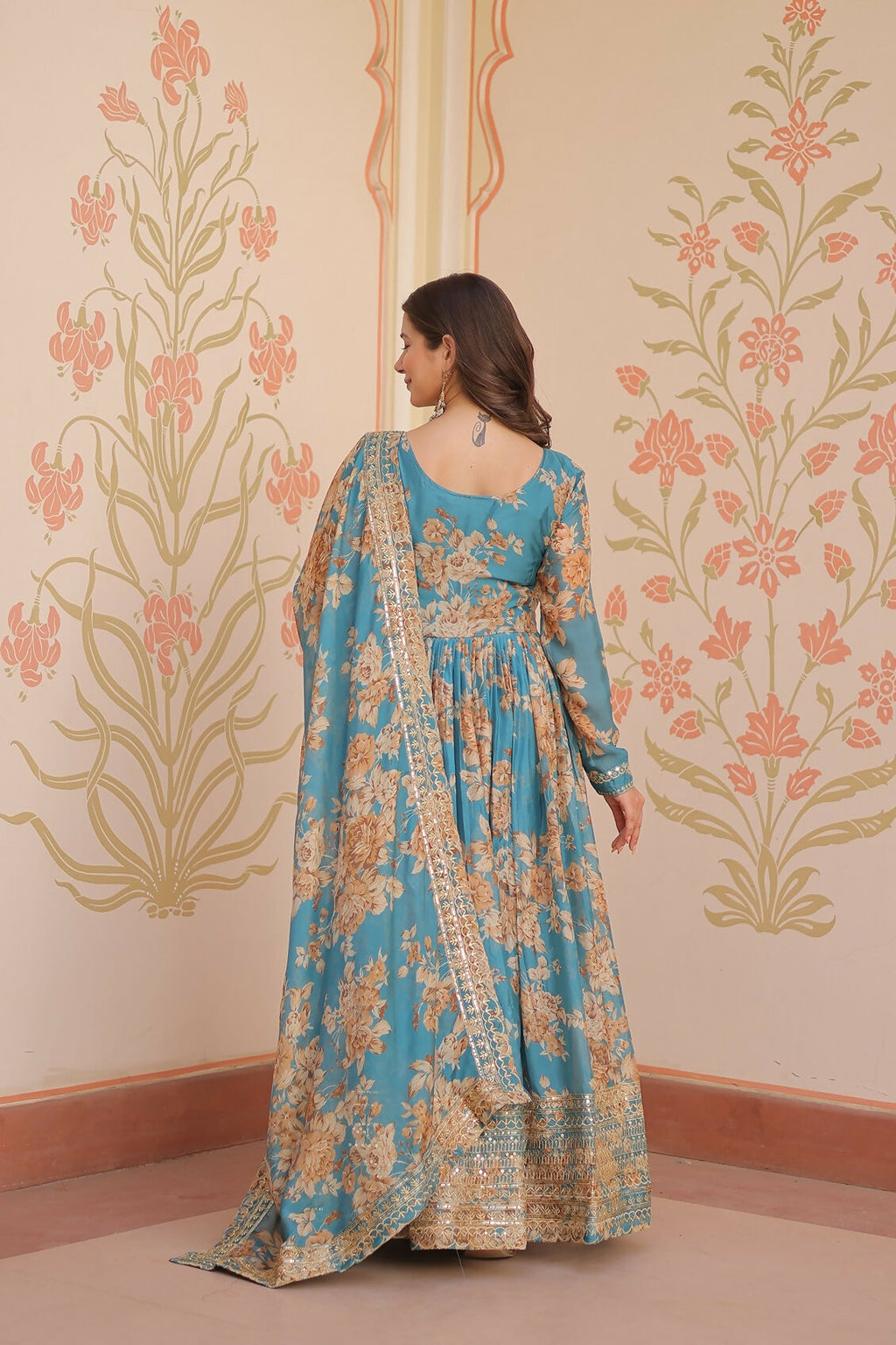 Rama Silk Kurta Set with Intricate Sequence Embroidery Work