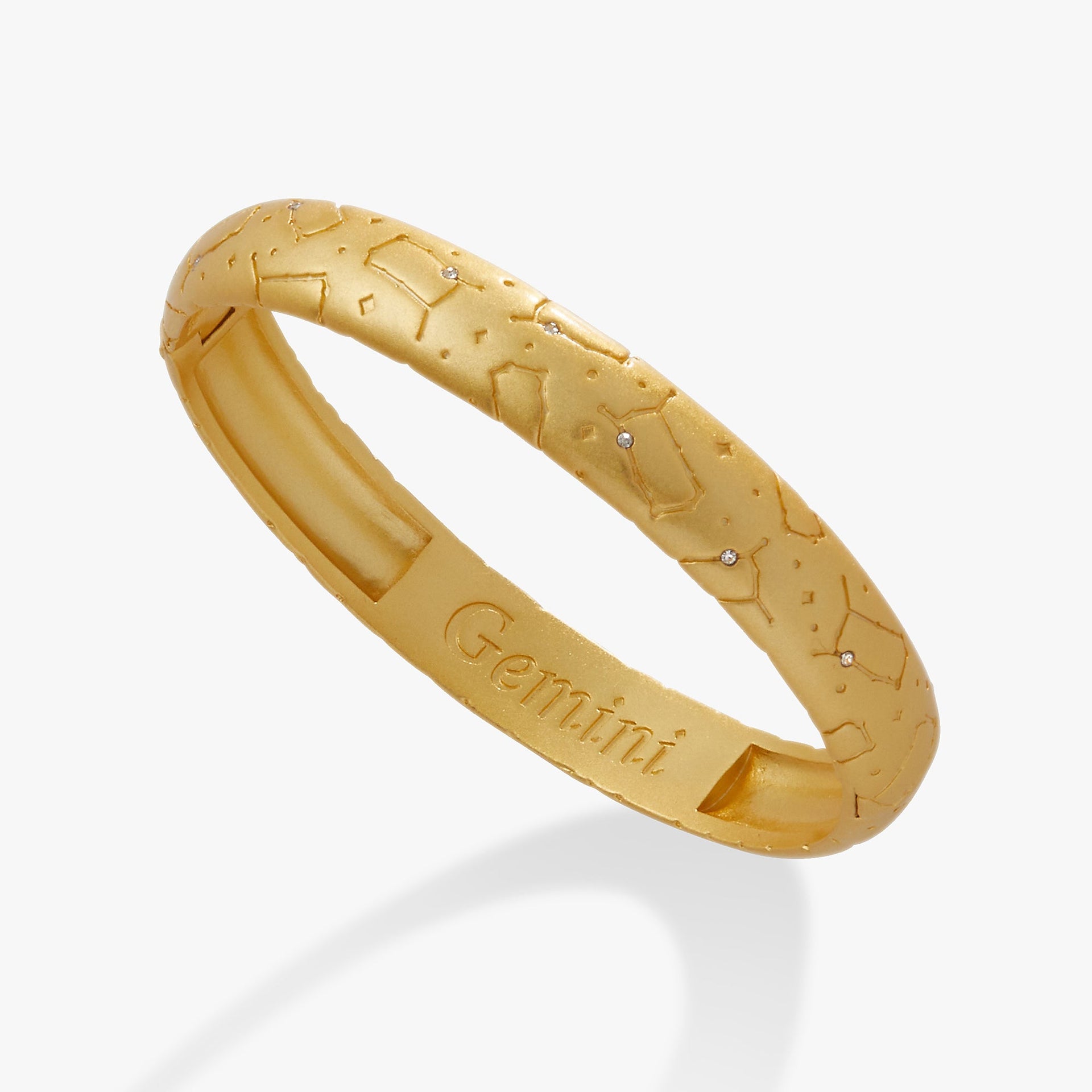 Gemini Zodiac Hinge Bangle with Crystal Constellation Detail