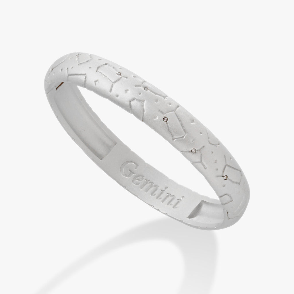 Gemini Zodiac Hinge Bangle with Crystal Constellation Detail