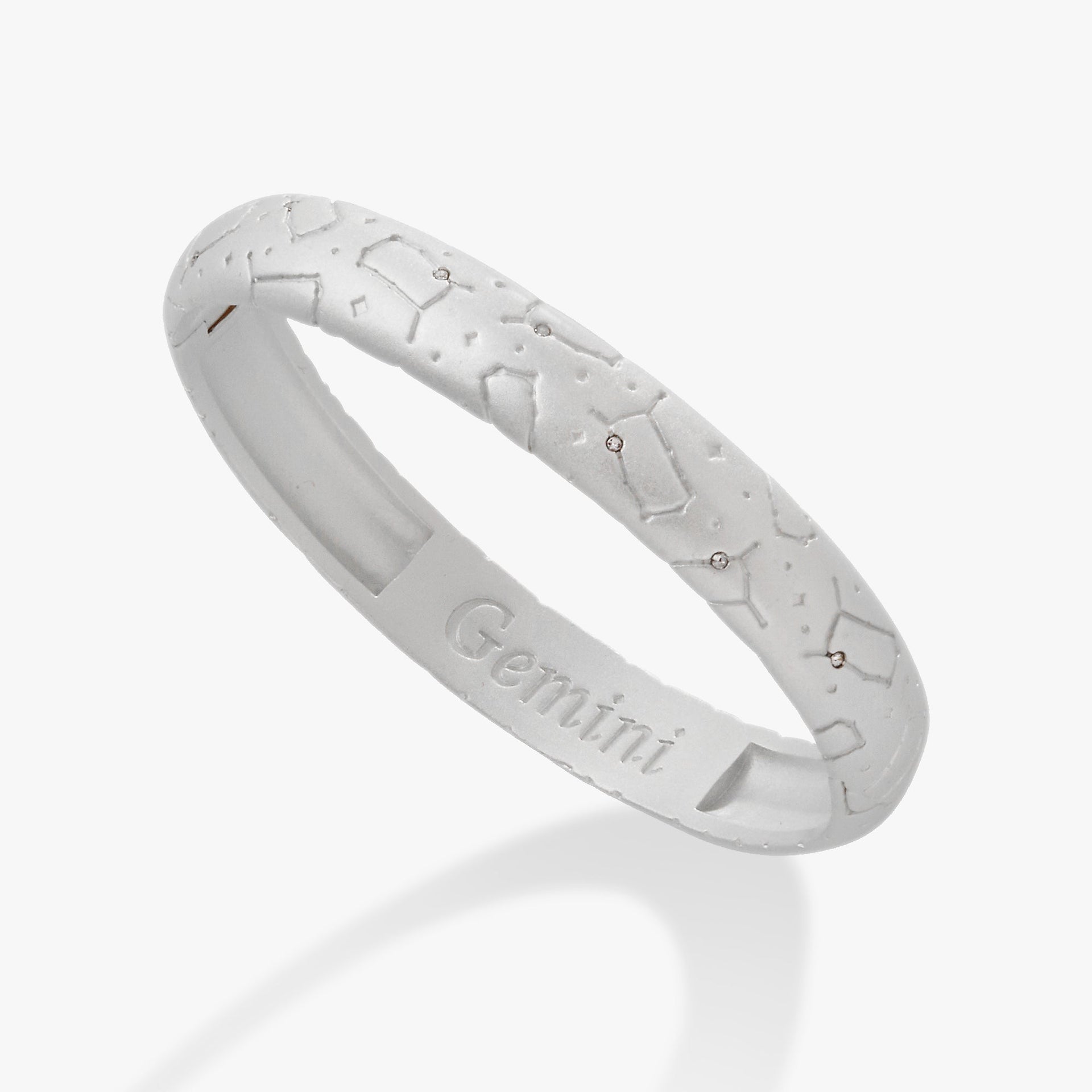 Gemini Zodiac Hinge Bangle with Crystal Constellation Detail