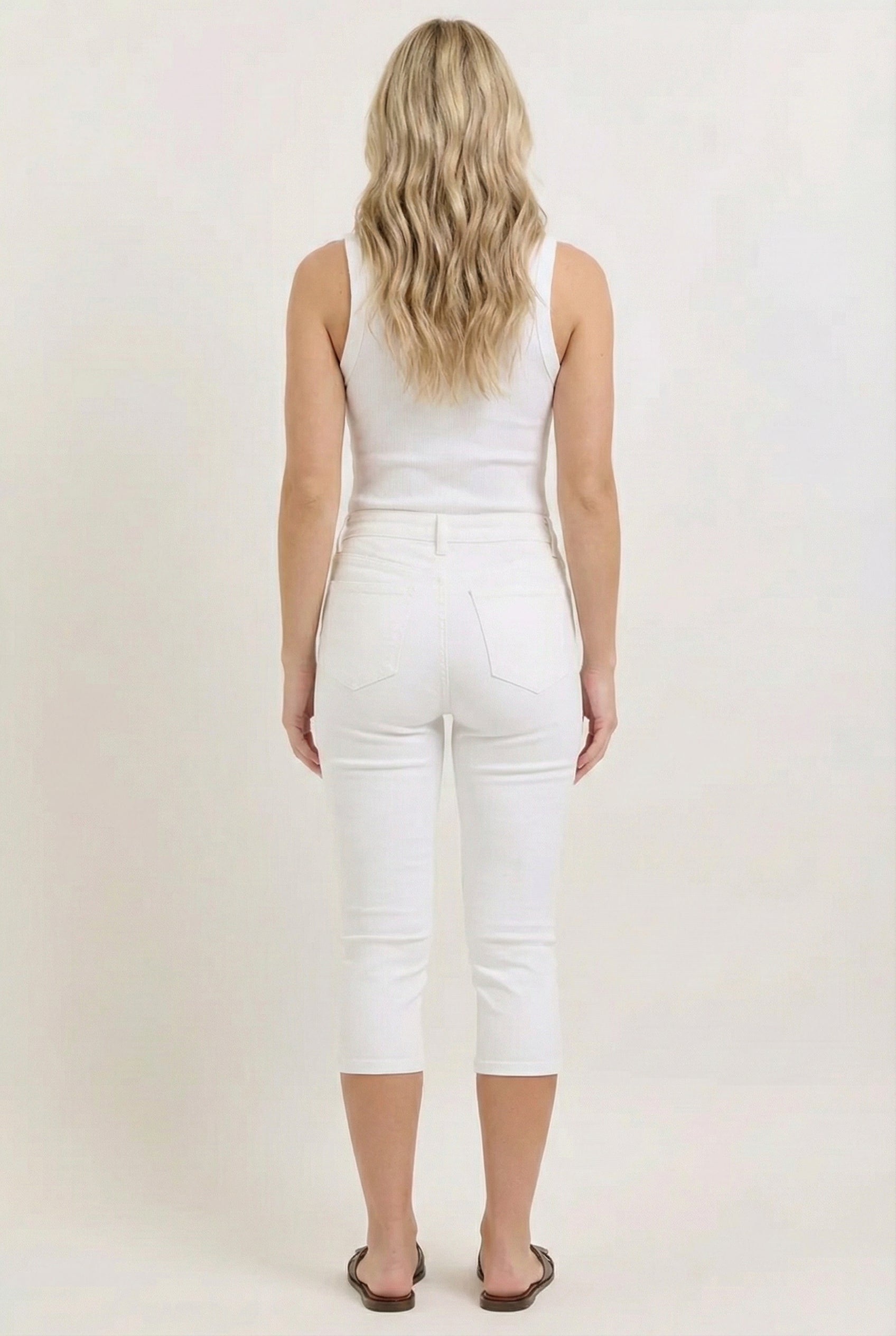 High Waist Capri Pants with Spade Pockets & Extended Waistband