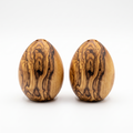 2-Pack Mediterranean Olive Wood Salt & Pepper Egg-Shaped Shakers