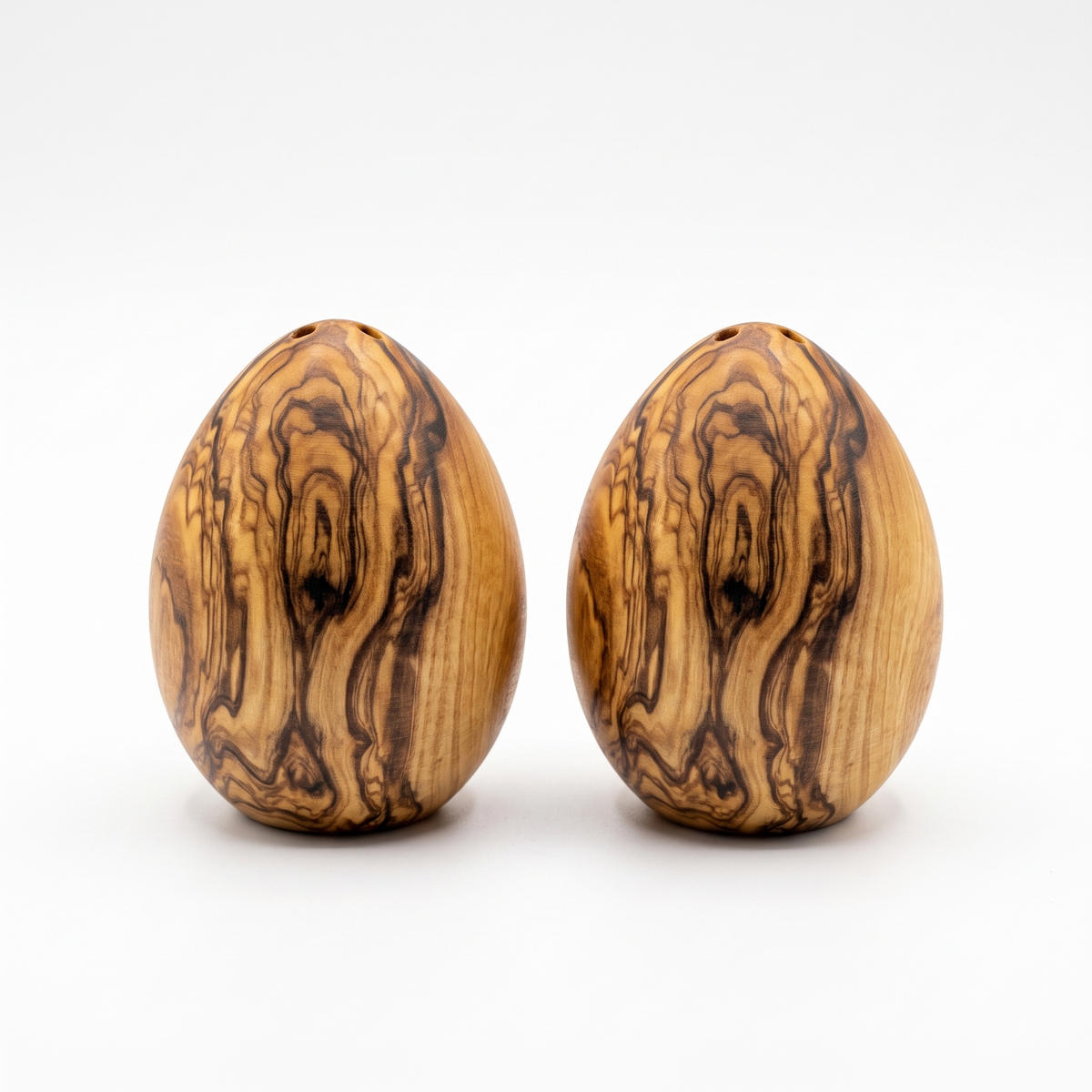 2-Pack Mediterranean Olive Wood Salt & Pepper Egg-Shaped Shakers