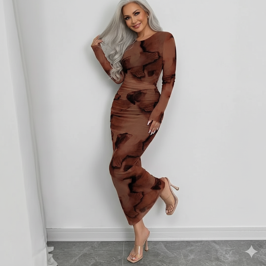 Modern artistic double layer gauze dress with 3D pattern