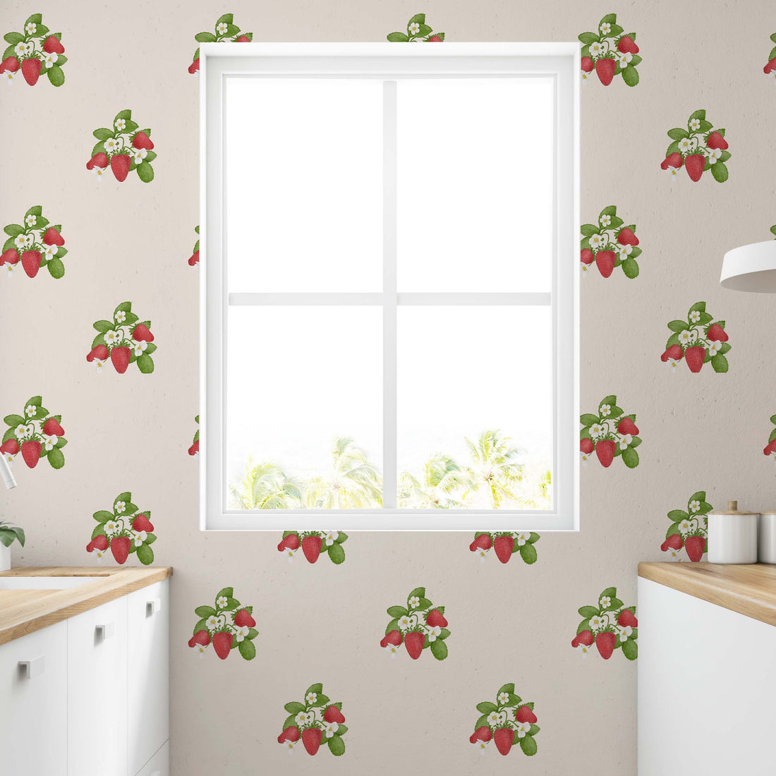 Gemma Floral Wallpaper in Cream, Red and Green Cottagecore Design