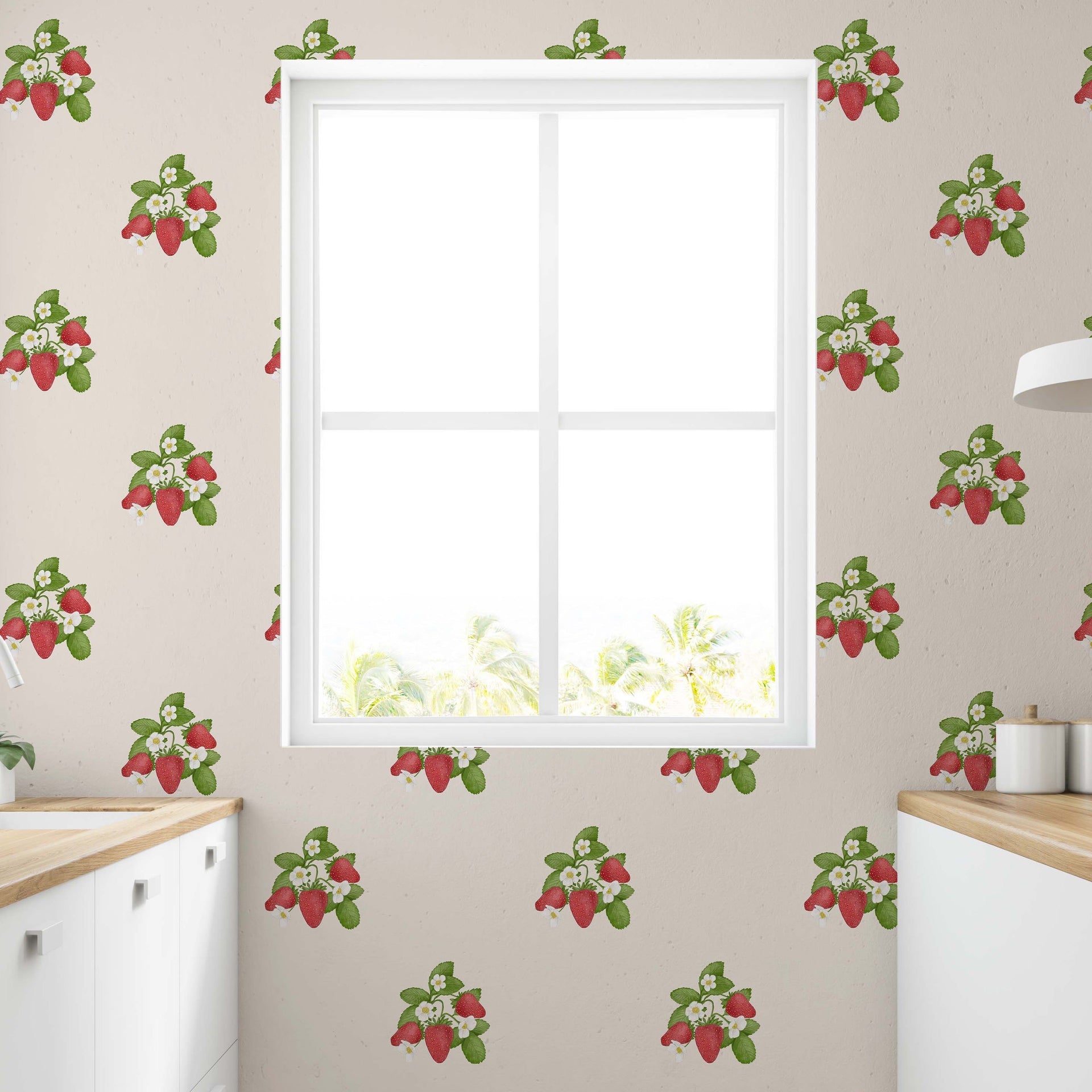 Gemma Floral Wallpaper in Cream, Red and Green Cottagecore Design
