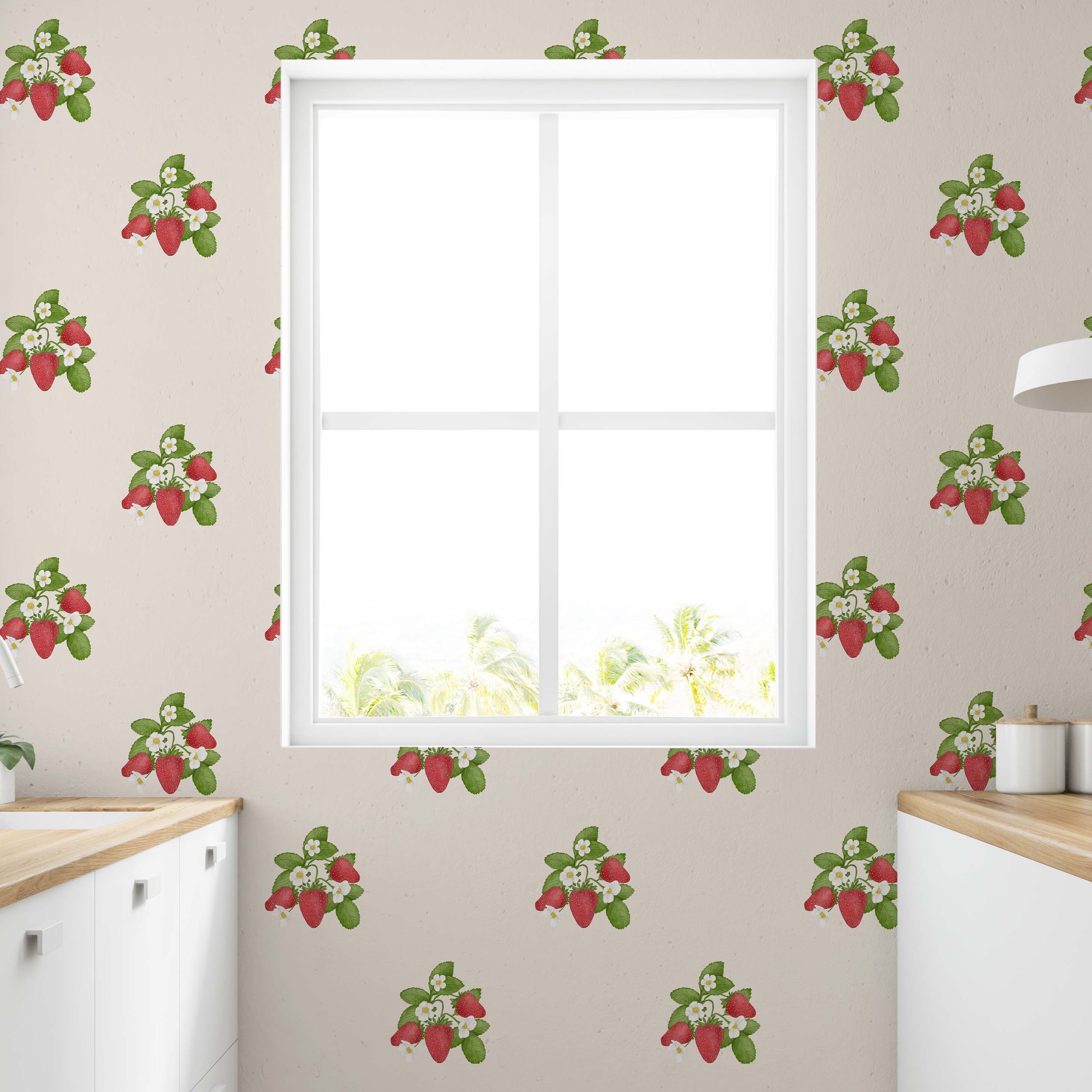 Gemma Floral Wallpaper in Cream, Red and Green Cottagecore Design