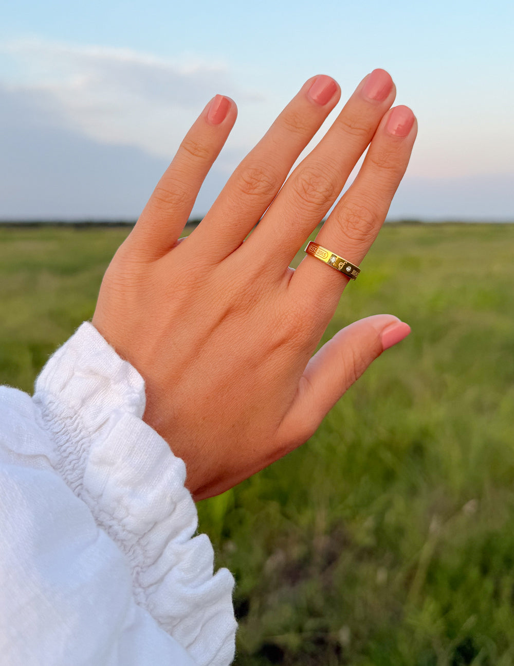 Gold Minimalist Gemstone Logo Ring