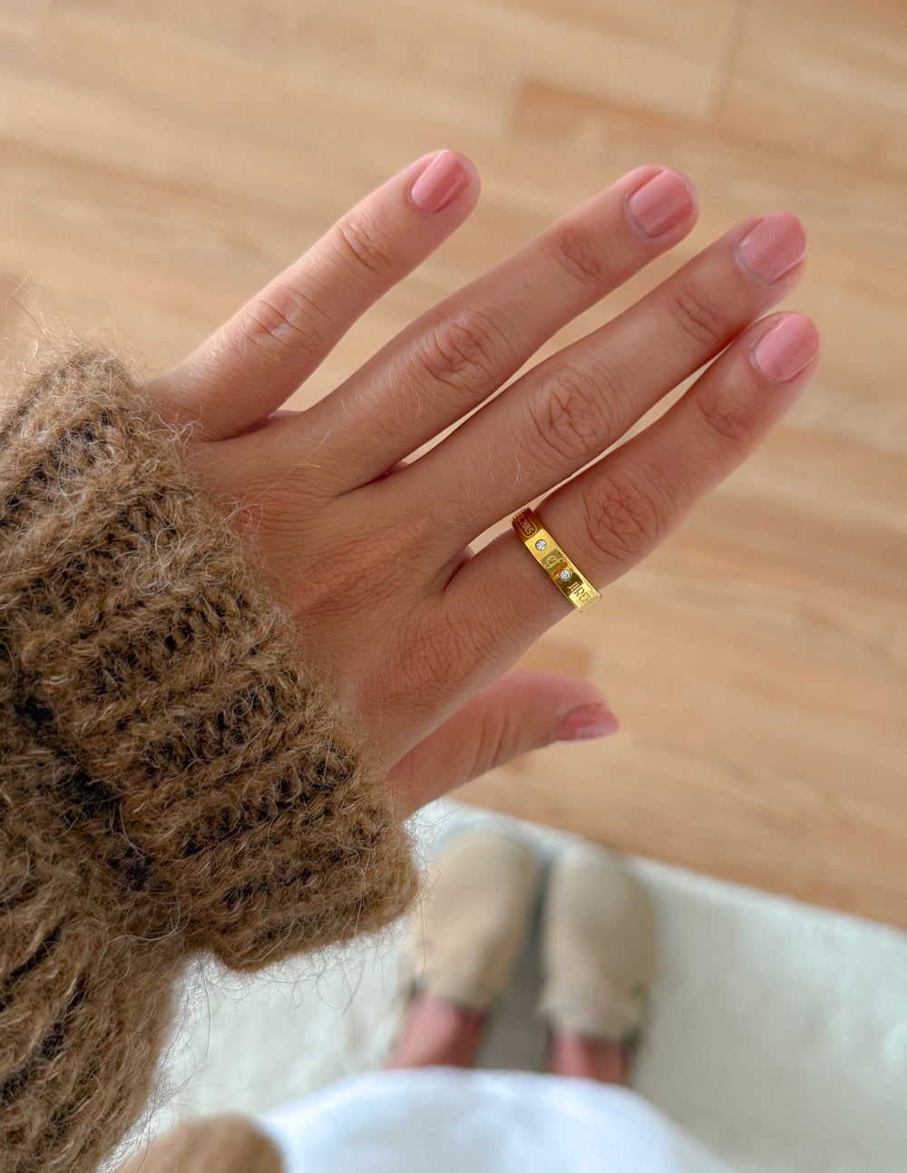 Gold Minimalist Gemstone Logo Ring