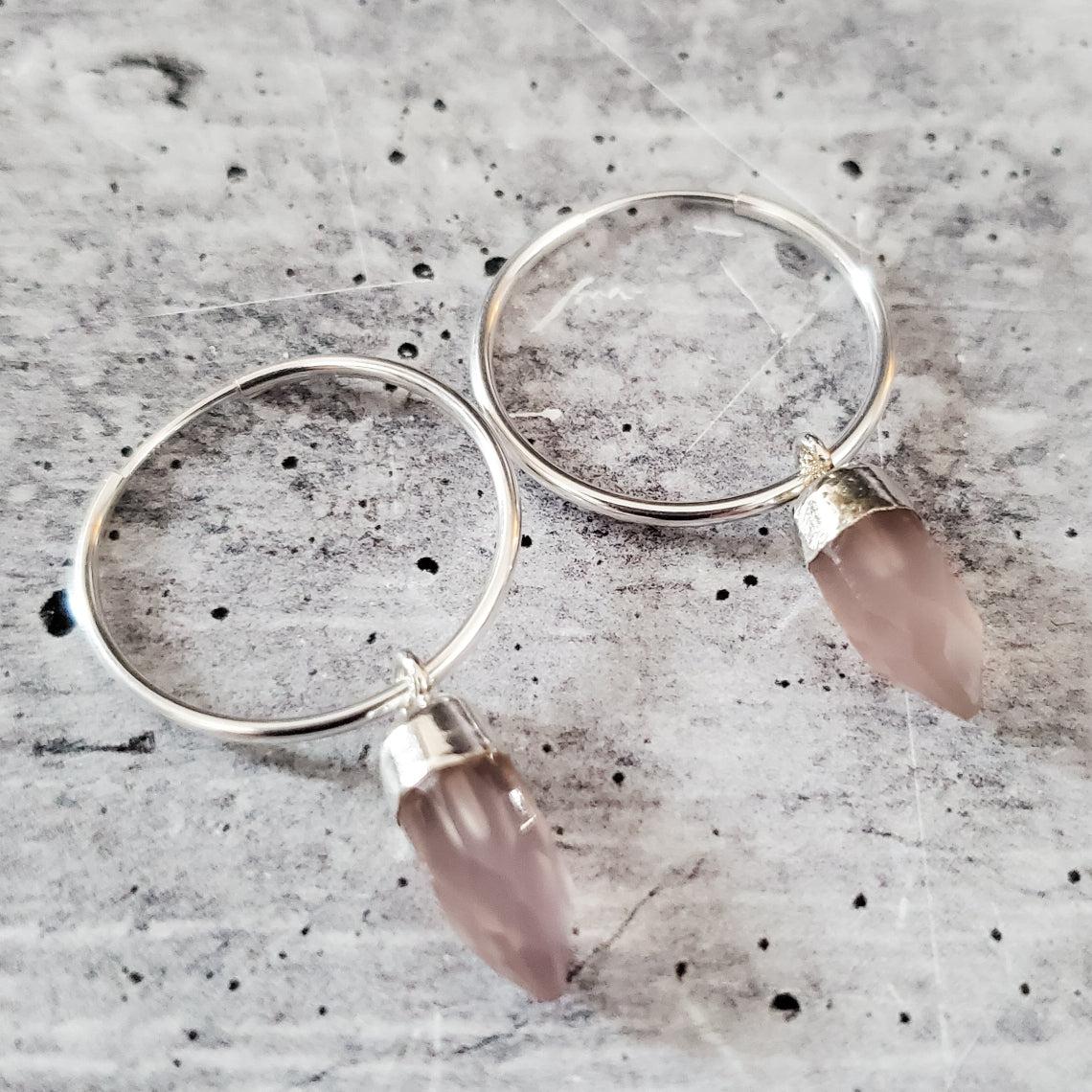 Gemstone Spike Endless Hoop Earrings