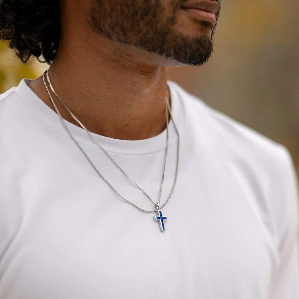Sapphire Gemstone Cross Pendant in 925 Sterling Silver