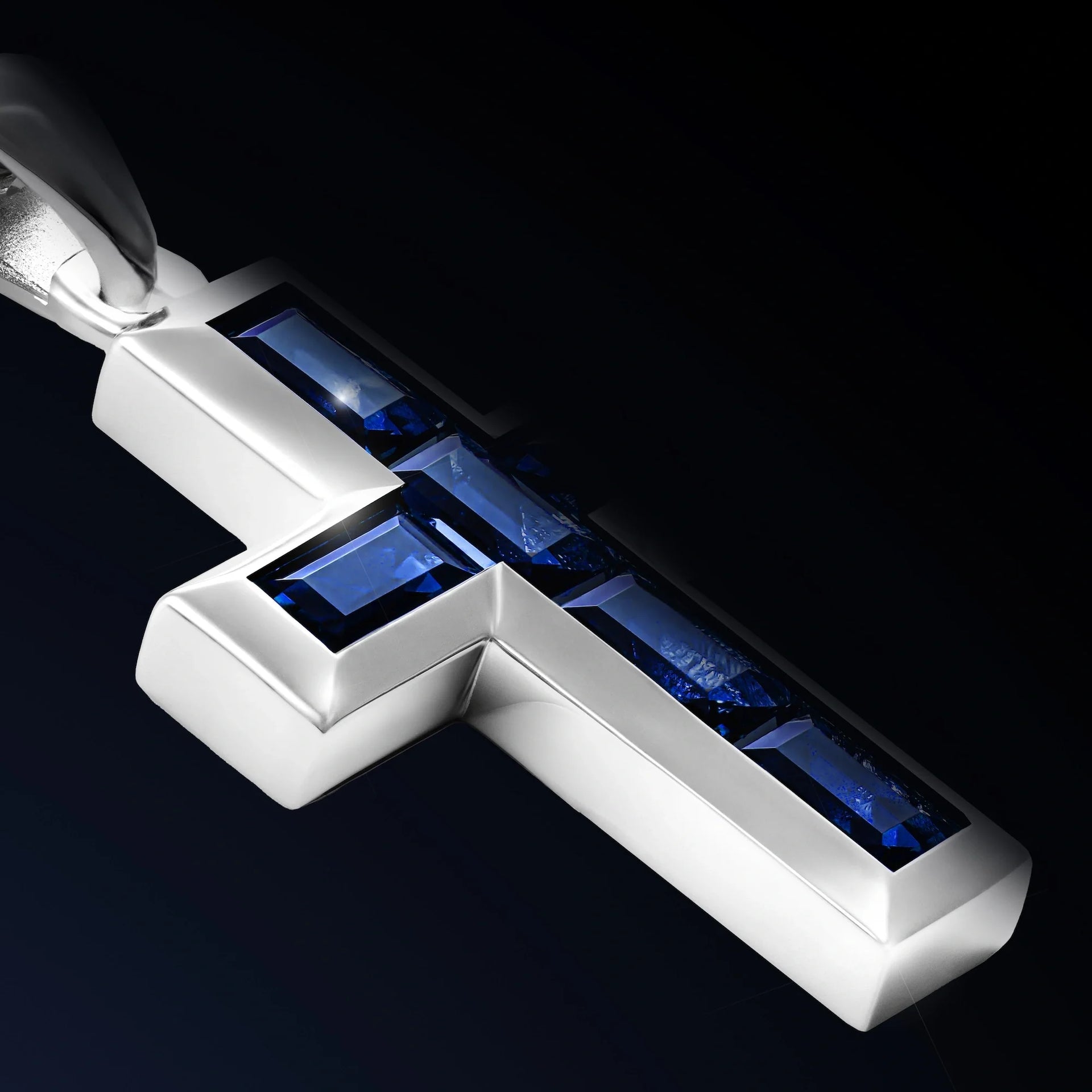 Sapphire Gemstone Cross Pendant in 925 Sterling Silver