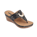 Pair of Genelle black wedge sandals for women with a sleek and versatile design.