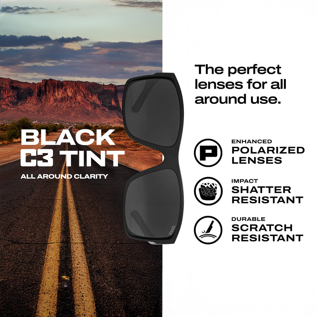 Mojave C3 Black Polarized All-Sport Performance Sunglasses