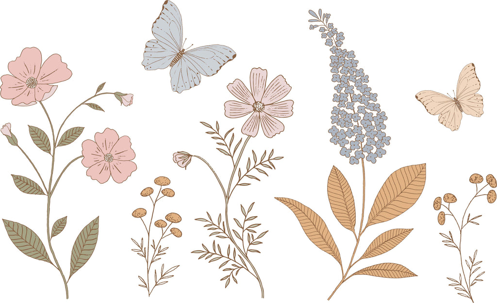 Geneva Floral Removable Wallpaper in Dusty Rose and Sage Green