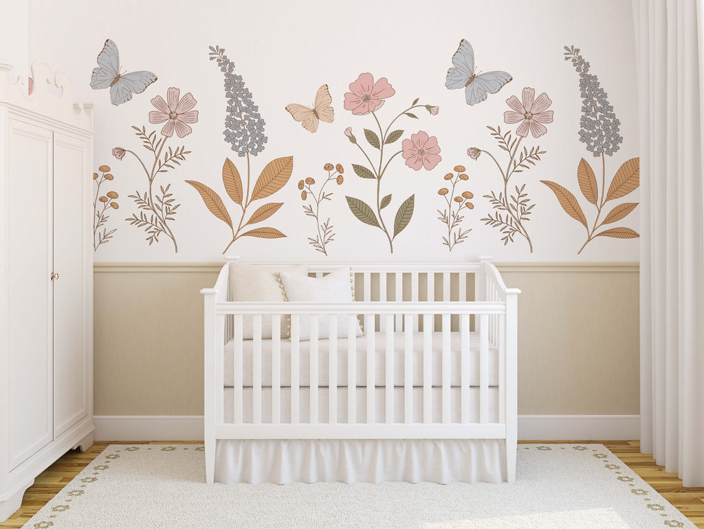Geneva Floral Removable Wallpaper in Dusty Rose and Sage Green