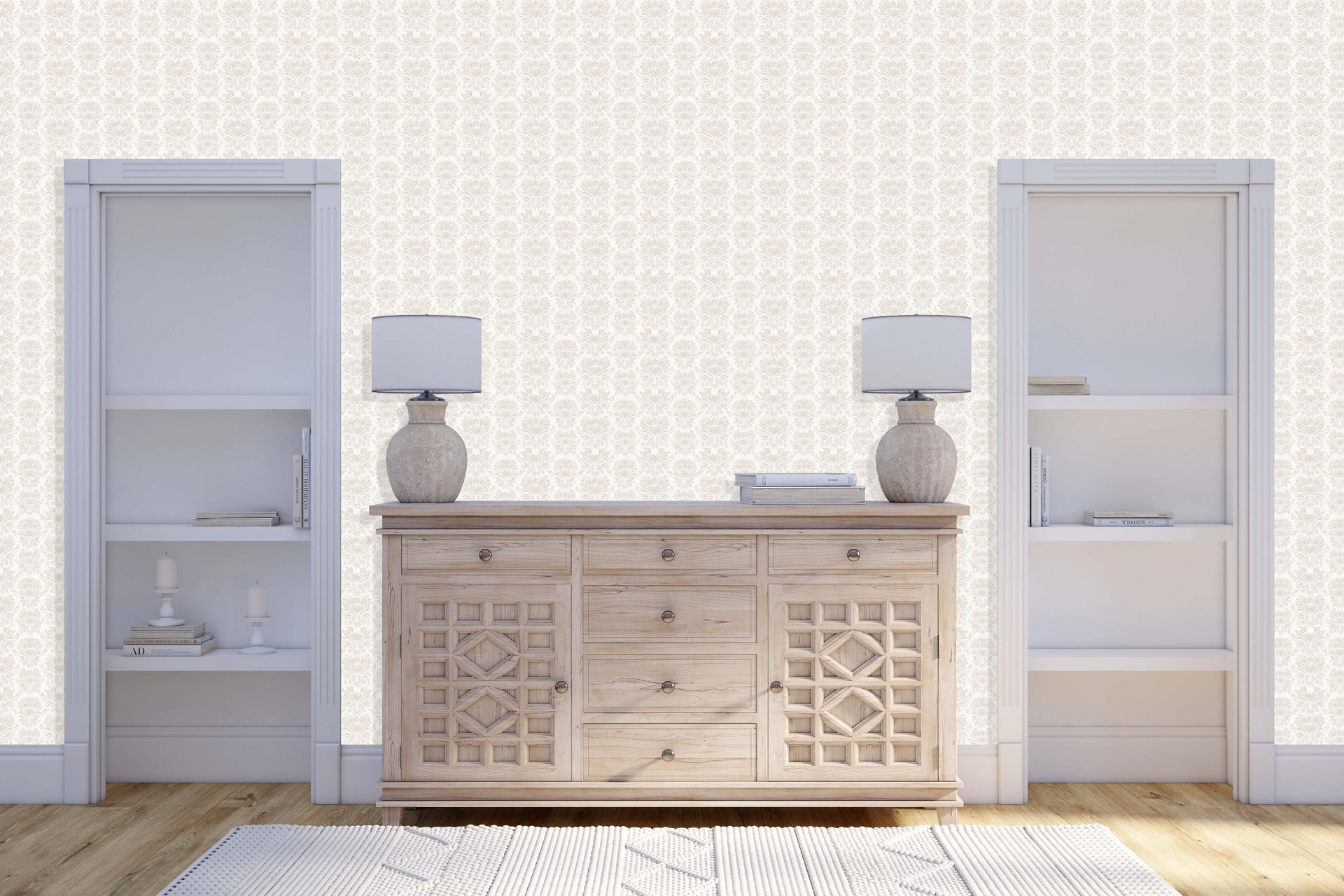 Genevieve Floral Wallpaper in Beige and Cream