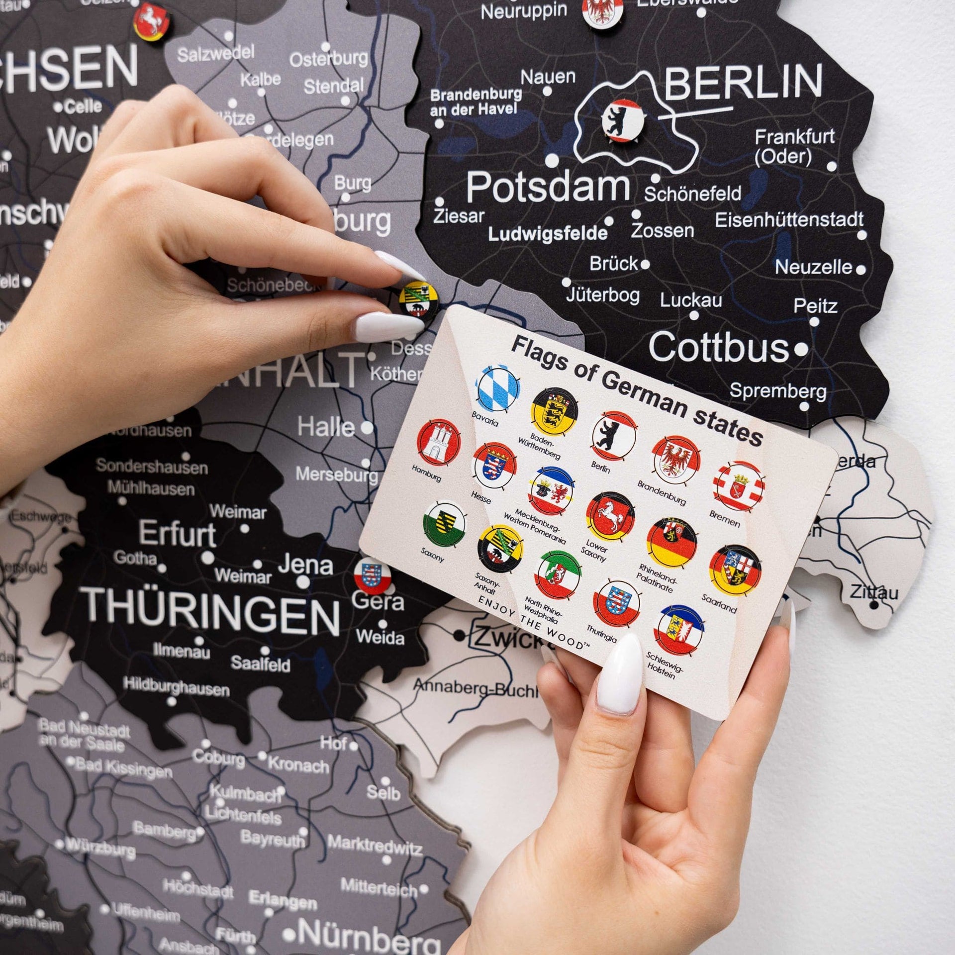 Germany Federal State Flag Pins for Wooden Wall Maps Set of 16