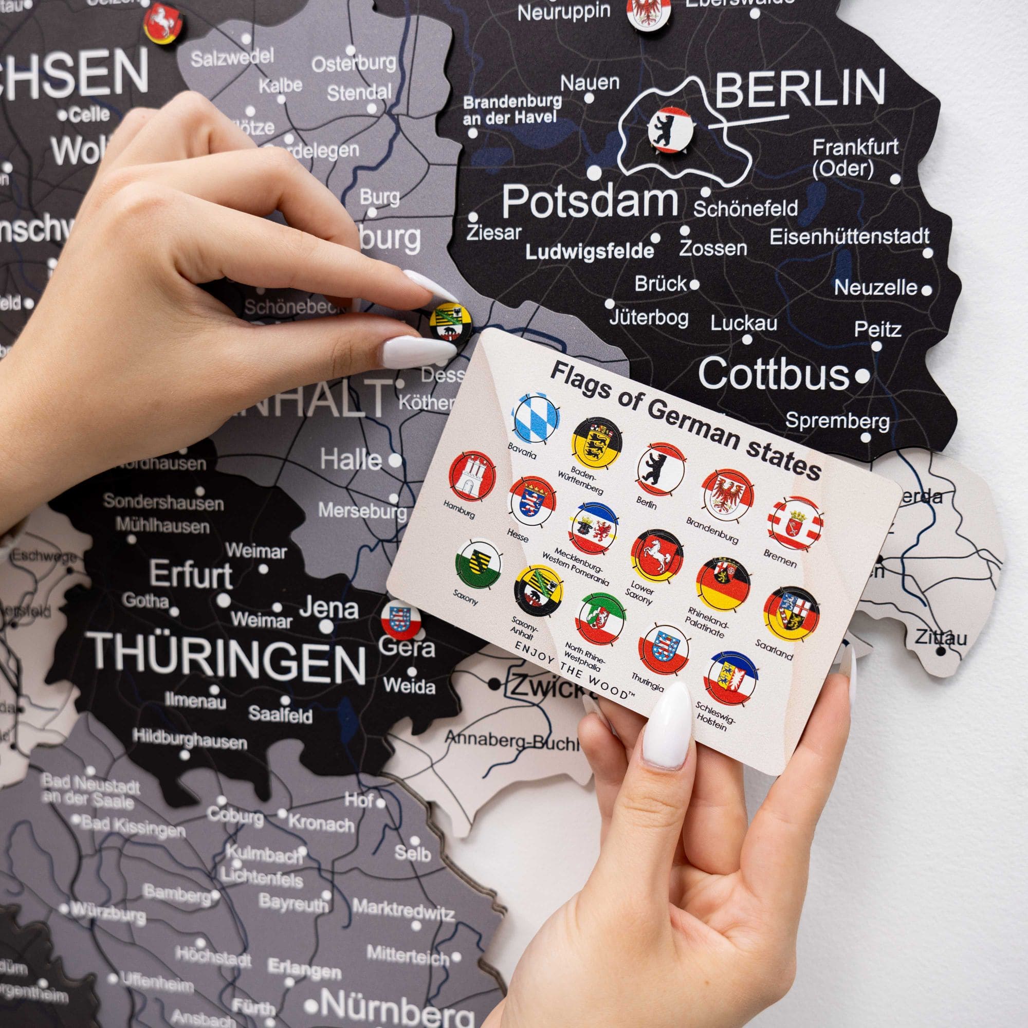 Germany Federal State Flag Pins for Wooden Wall Maps Set of 16