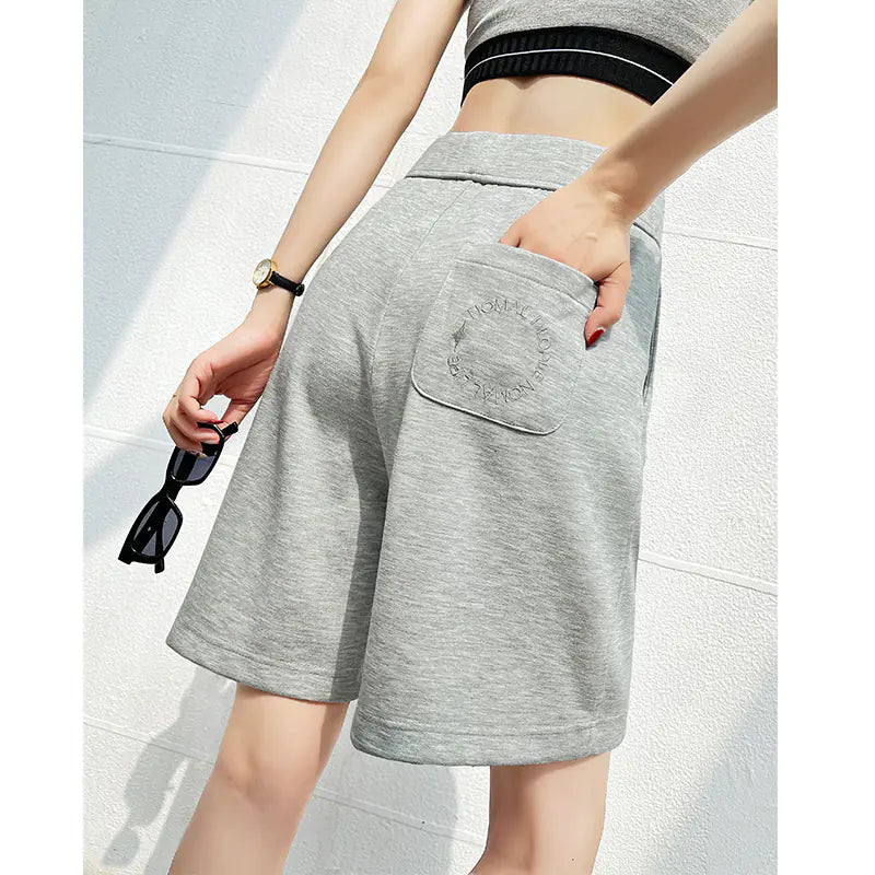 Plus Size Women's High Waist Wide Leg Sports Shorts