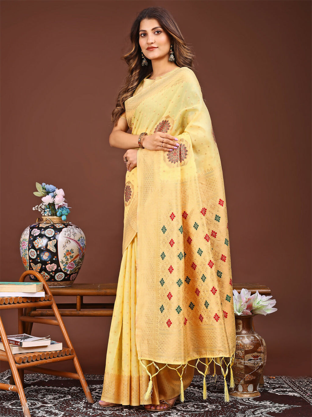 Neerja Yellow Linen Cotton Saree