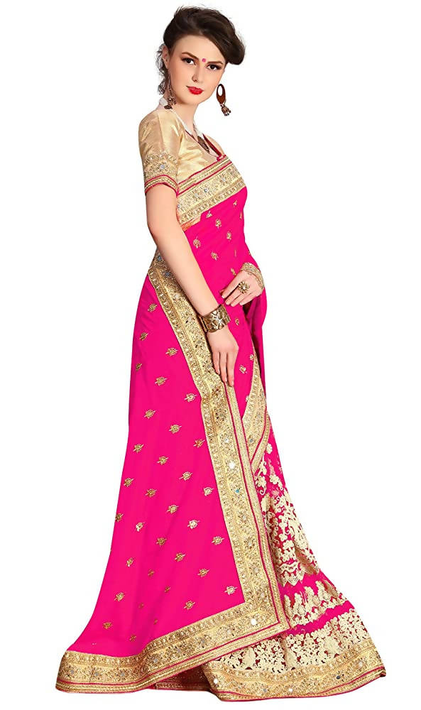 Light Pink Brocade Silk Saree with Unstitched Blouse