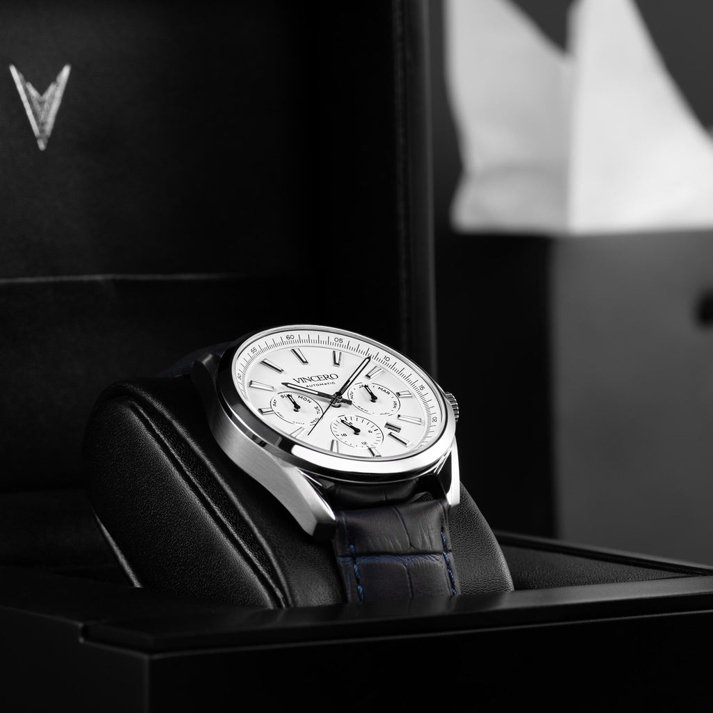 The Reserve Automatic Watch in Blue and Silver - Refined Design