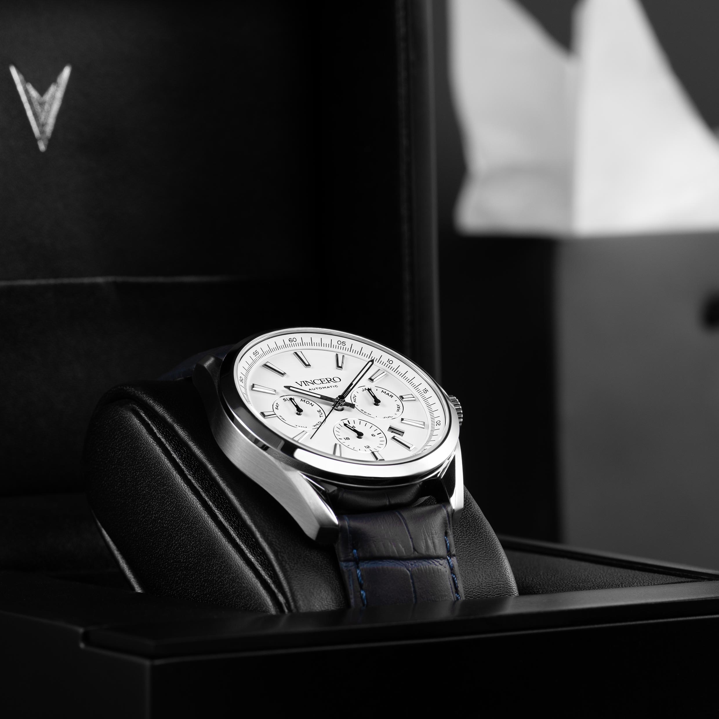 The Reserve Automatic Watch in Blue and Silver - Refined Design
