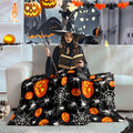 Wajade Spider Web Throw Blanket Halloween Black Blanket Halloween Spider Web Pumpkin Velvet Fleece for Sofa Bed Couch Chair Dorm 50" x 60"