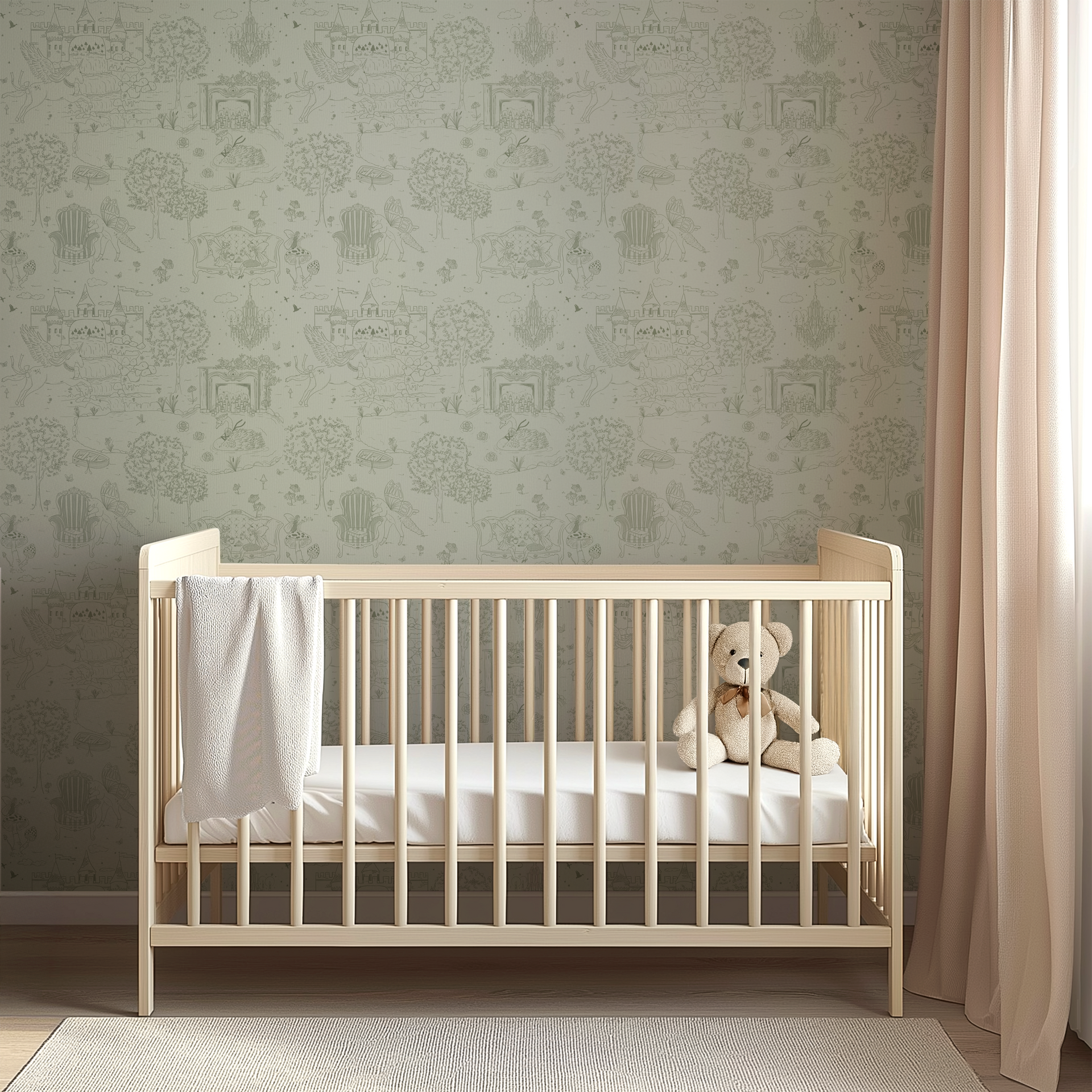 Ginny Whimsical Wallpaper in Pink, Blue, and Green