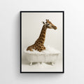 Giraffe Animal Bathroom Tub Poster