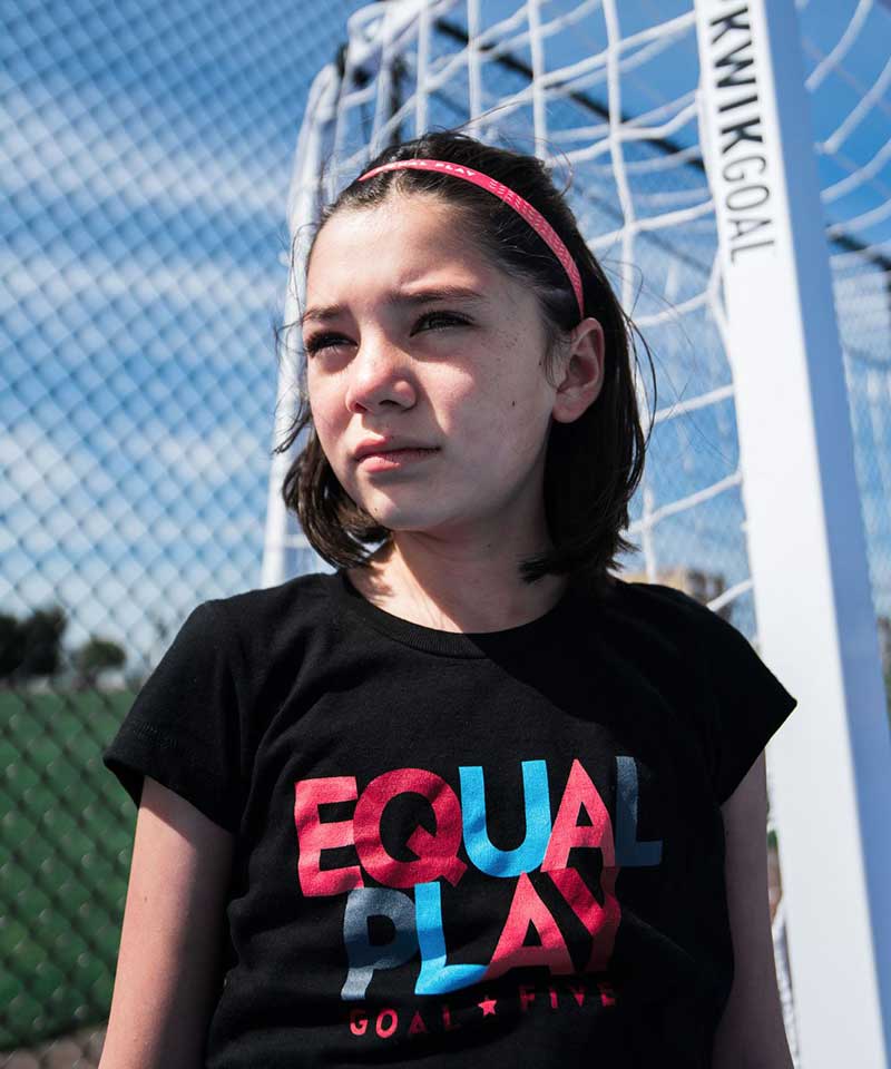 Girls Equal Play Black Graphic T-Shirt for Soccer Fans - Image 4