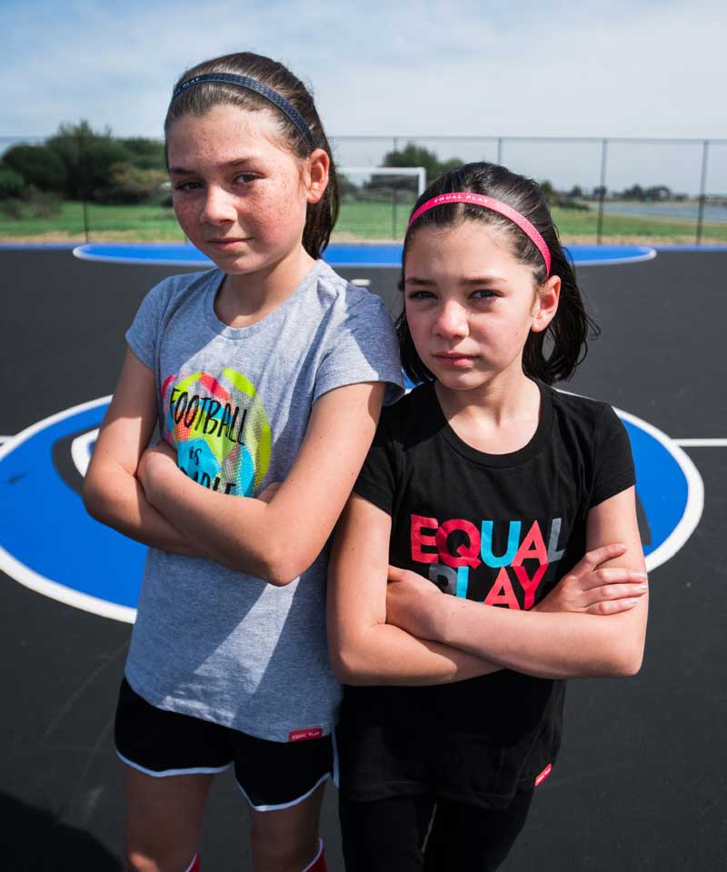 Girls Equal Play Black Graphic T-Shirt for Soccer Fans - Image 3
