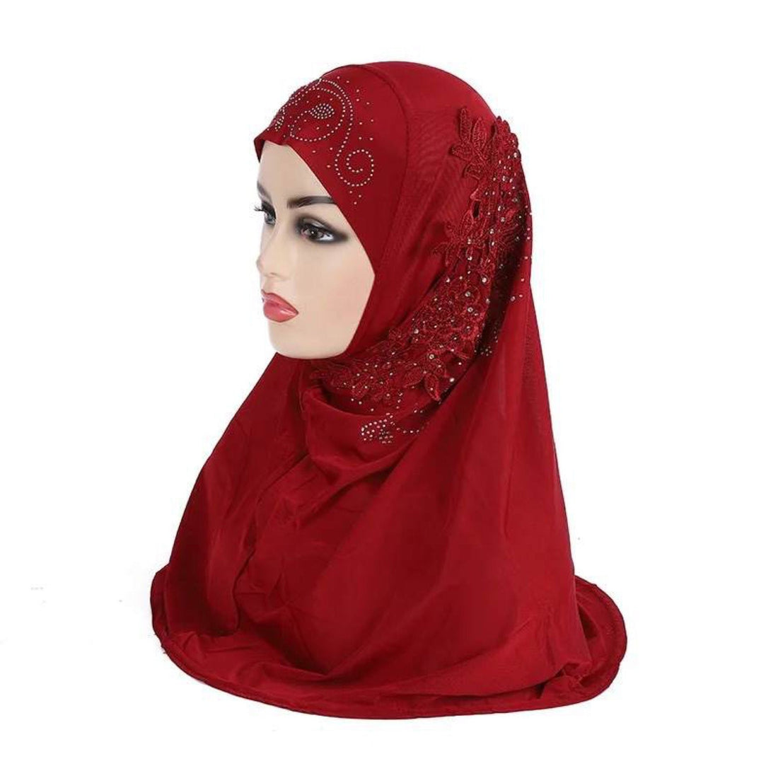 Trendy High Quality Jersey Lace Hijabs for 6-10 Years Old Muslim Kids