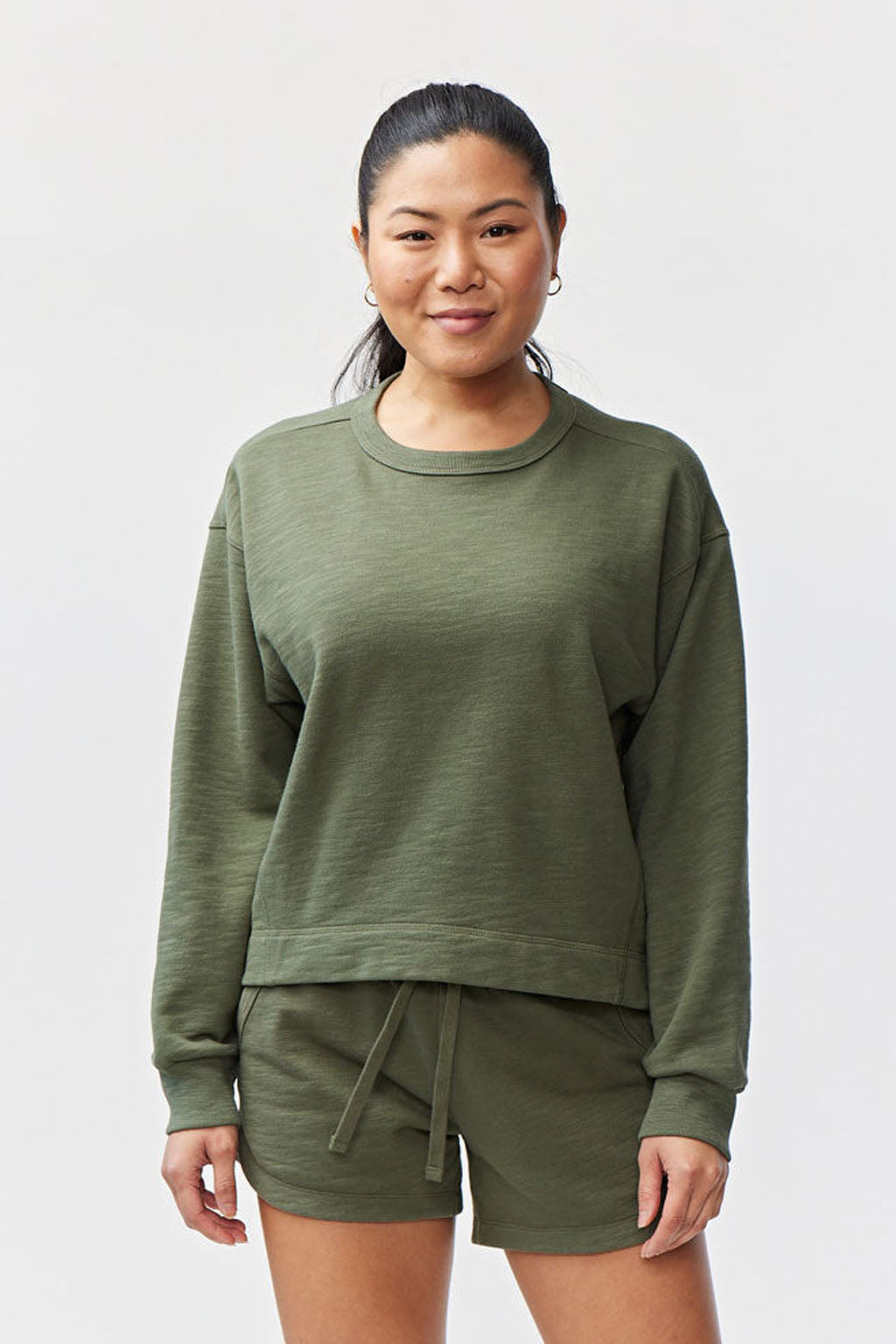 Freasy Lightweight Crewneck Pullover Sweatshirt in Peach - Image 11